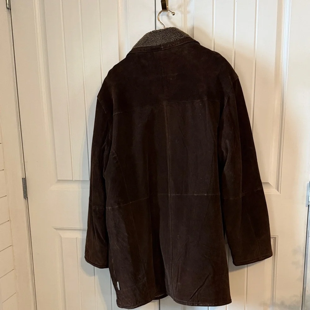 Pacific Trail Mens 2XT Chocolate Brown 100% Leather/suede Coat w/ Sherpa Lining - Picture 6 of 13